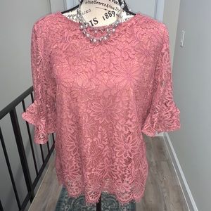 🎉Nanette Lepore Lace Crew Neck Top